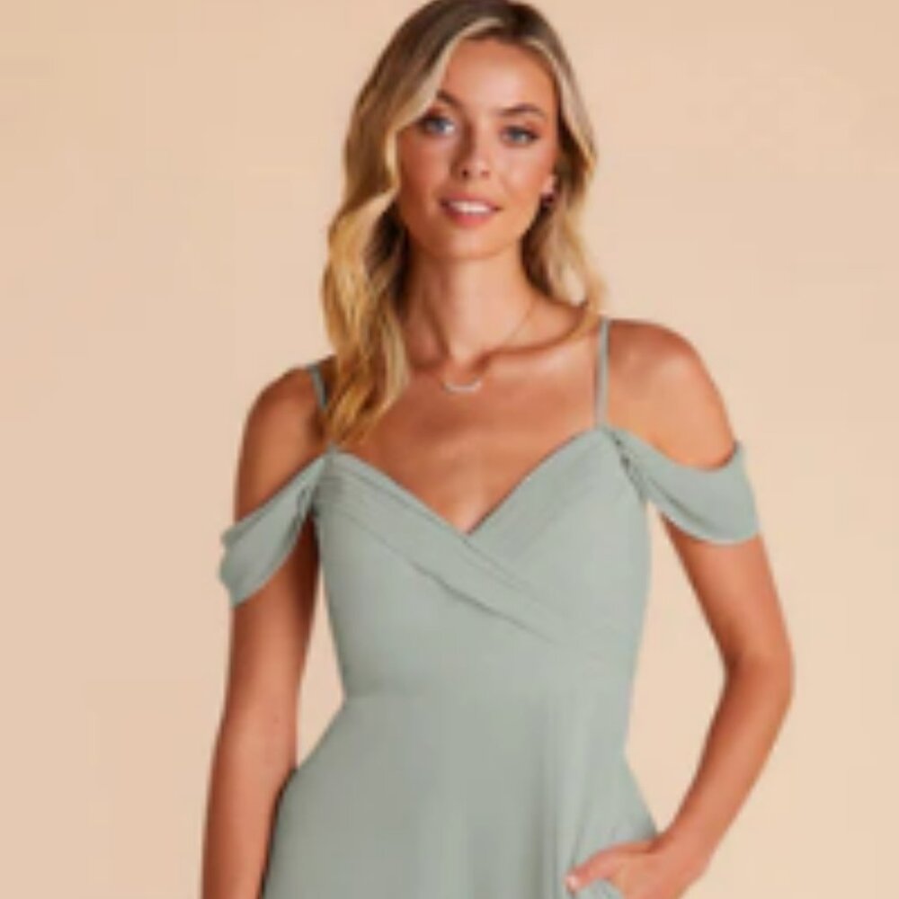 Bridesmaid Birdy Grey Chiffon Sage Spence Dress - Size M